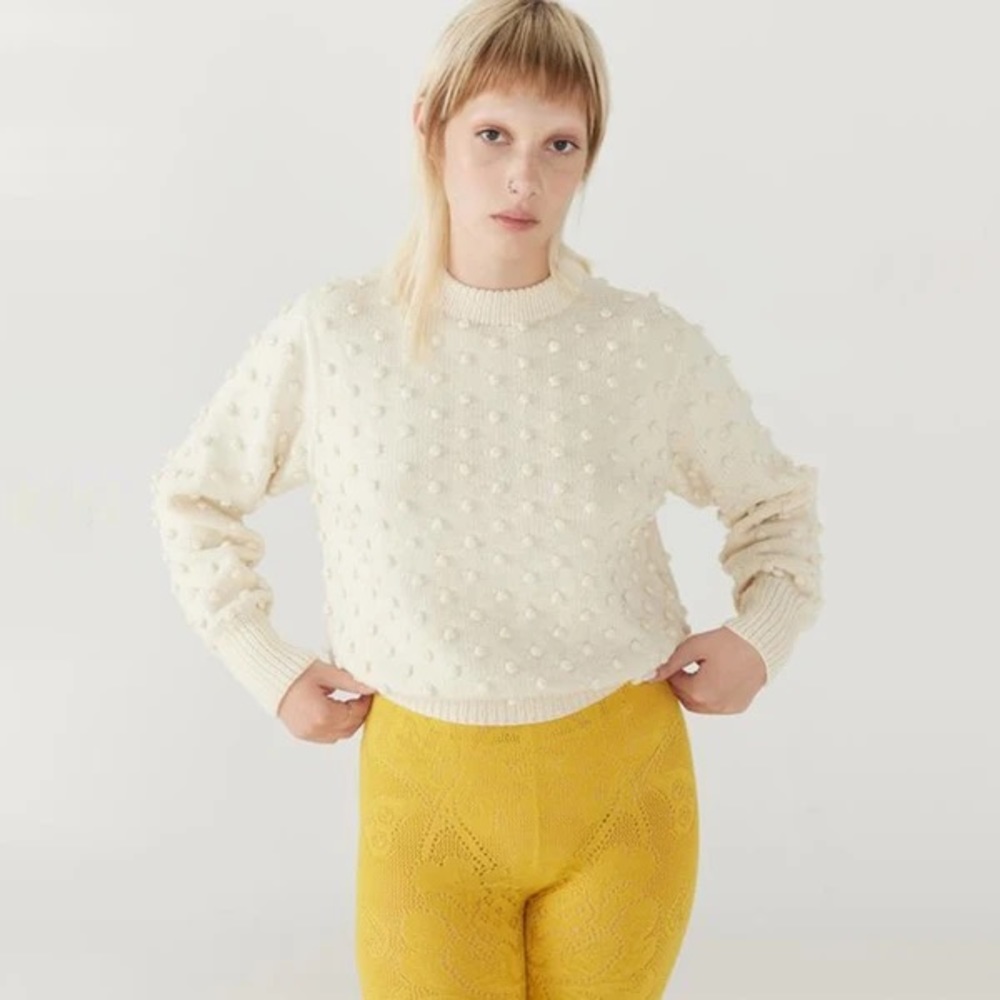 Misha and puff wool crew neck popcorn sweater